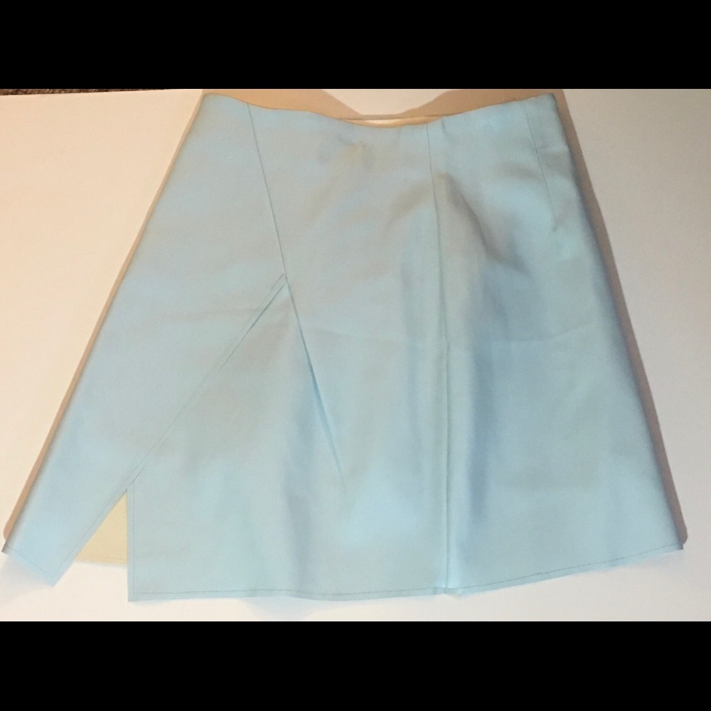 Womens fashion faux leather baby blue skirt Sz XS